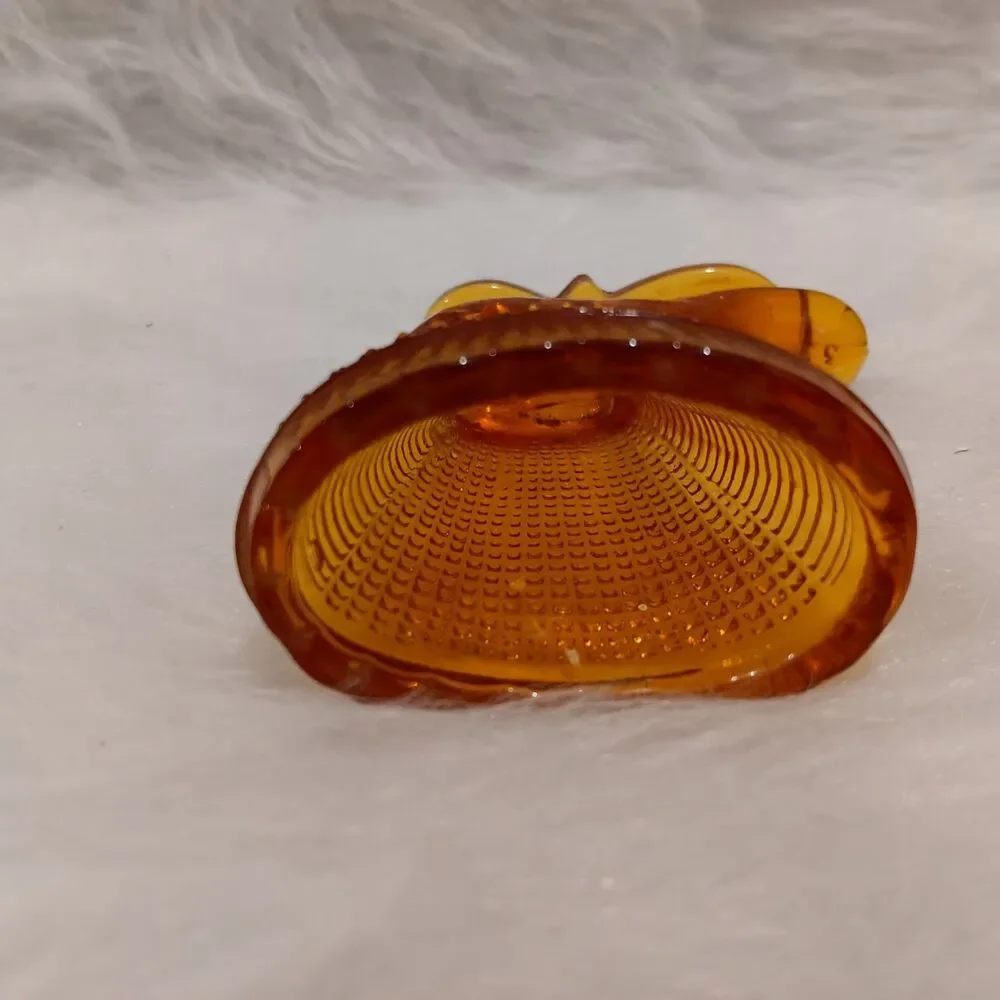 vintage L.E. Smith Glass Amber Boot matchstick or toothpick holder - Picture 5 of 9